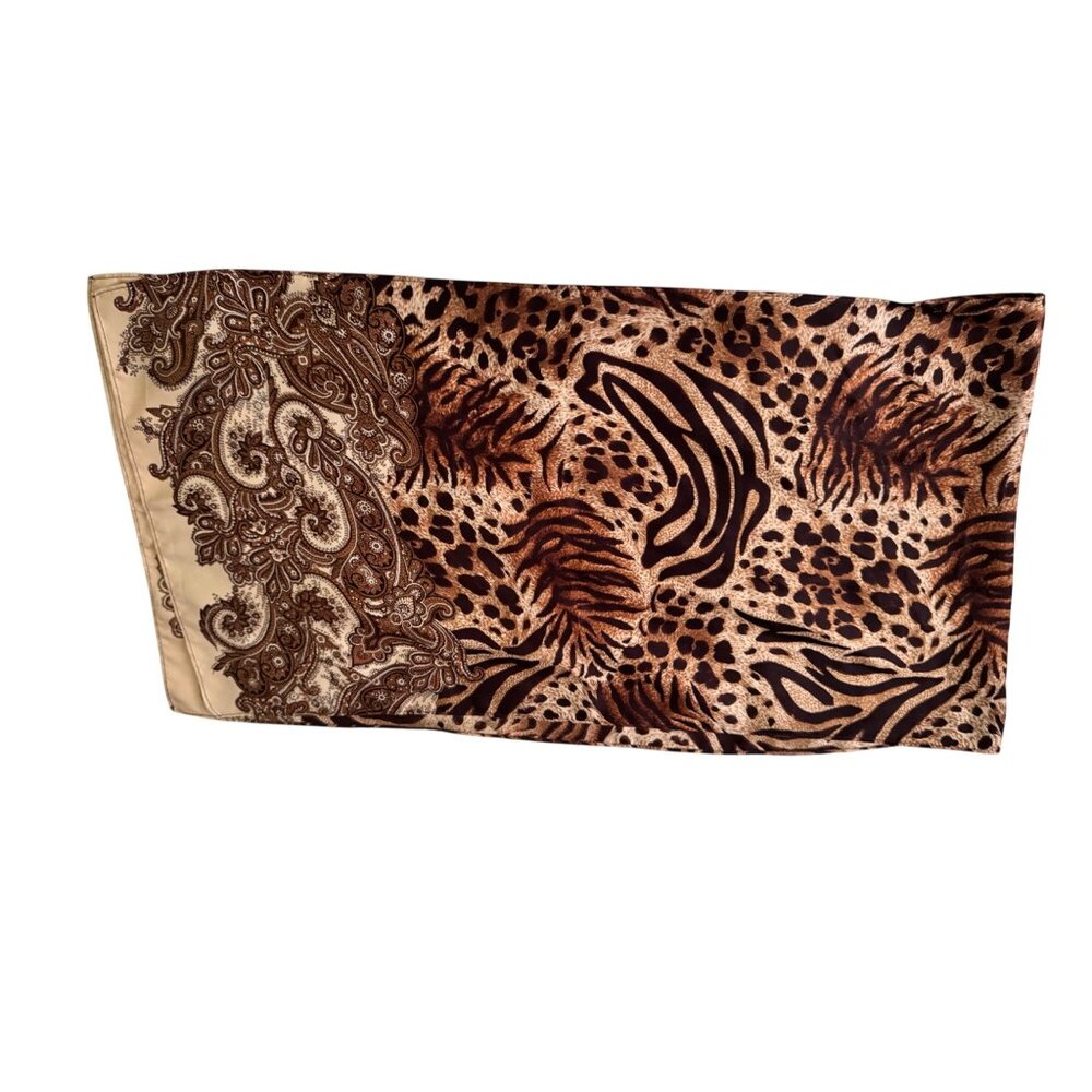 St. John Animal Print & Paisley Silk Scarf 57"x14" Luxury Womens Accessories